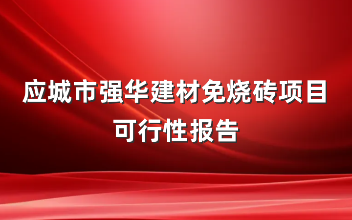 应城市强华建材免烧砖项目可行性报告