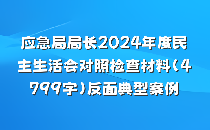 应急局局长2024年度民主生活会对照检查材料（4799字）反面典型案例