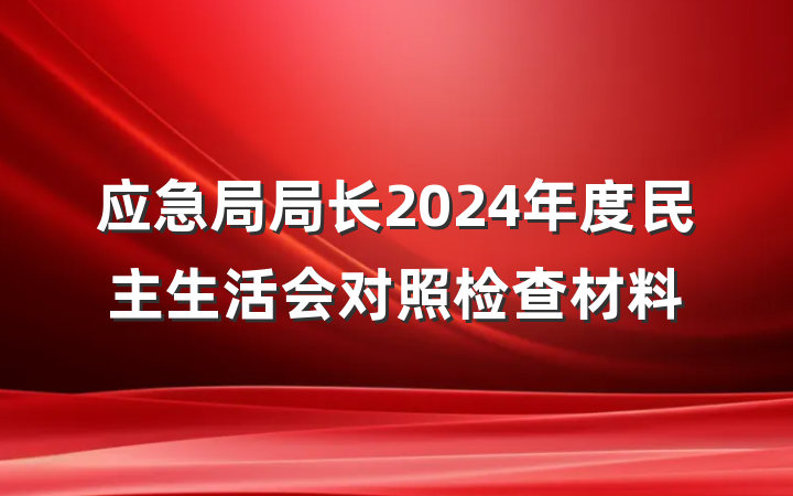 应急局局长2024年度民主生活会对照检查材料