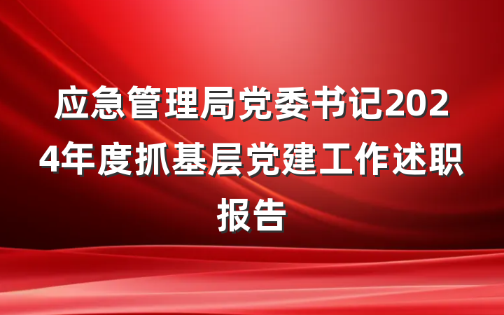 应急管理局党委书记2024年度抓基层党建工作述职报告