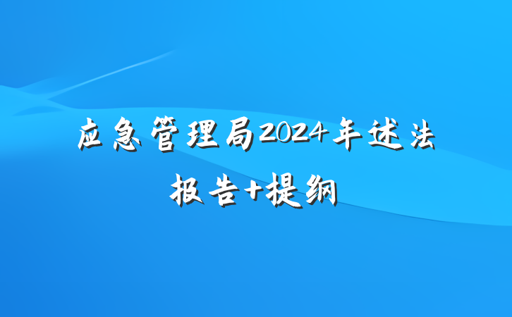 应急管理局2024年述法报告 提纲