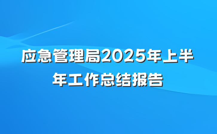 应急管理局2025年上半年工作总结报告