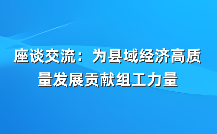 座谈交流：为县域经济高质量发展贡献组工力量