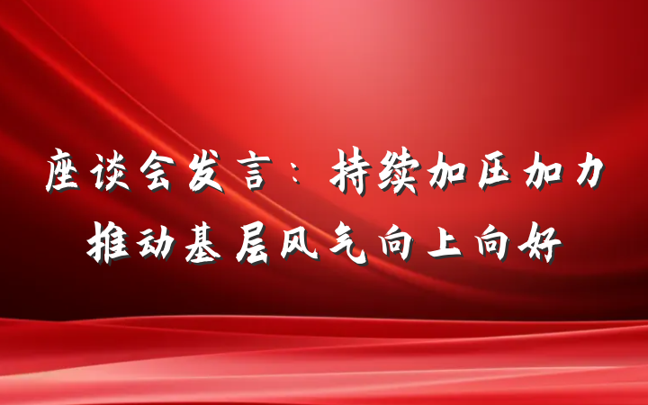 座谈会发言：持续加压加力推动基层风气向上向好