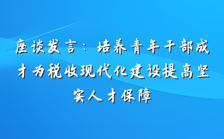 座谈发言：培养青年干部成才为税收现代化建设提高坚实人才保障