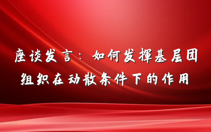 座谈发言：如何发挥基层团组织在动散条件下的作用