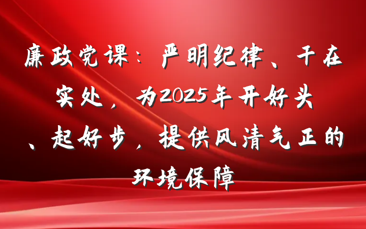 廉政党课：严明纪律、干在实处，为2025年开好头、起好步，提供风清气正的环境保障