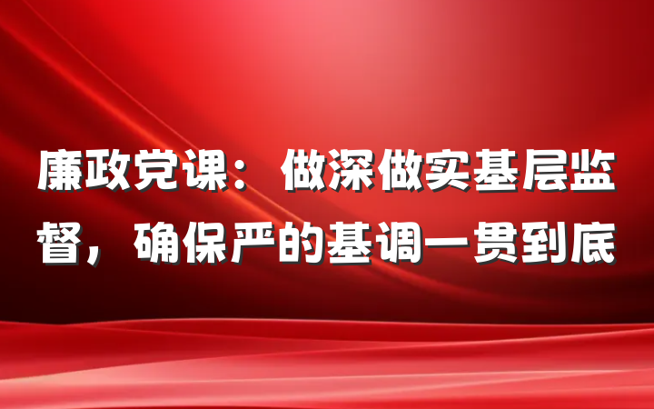 廉政党课：做深做实基层监督，确保严的基调一贯到底