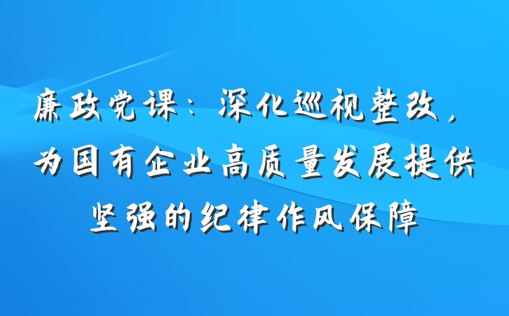 廉政党课：深化巡视整改，为国有企业高质量发展提供坚强的纪律作风保障