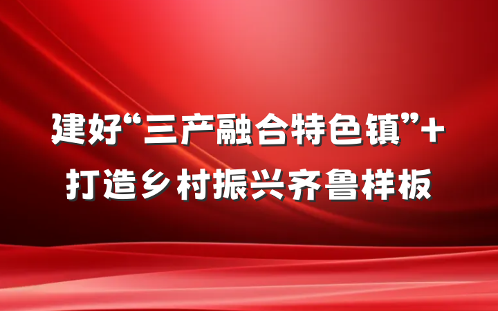 建好“三产融合特色镇” 打造乡村振兴齐鲁样板