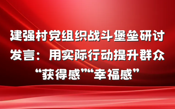 建强村党组织战斗堡垒研讨发言：用实际行动提升群众“获得感”“幸福感”