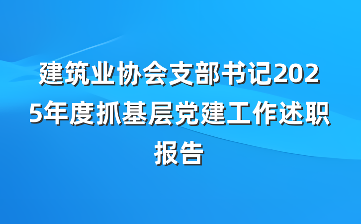 建筑业协会支部书记2025年度抓基层党建工作述职报告