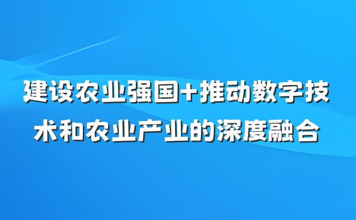 建设农业强国 推动数字技术和农业产业的深度融合