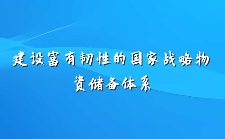 建设富有韧性的国家战略物资储备体系