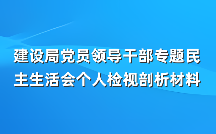 建设局党员领导干部专题民主生活会个人检视剖析材料