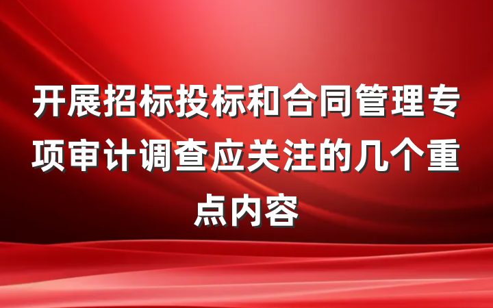 开展招标投标和合同管理专项审计调查应关注的几个重点内容