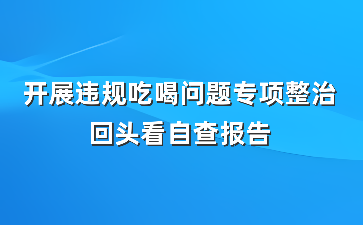 开展违规吃喝问题专项整治回头看自查报告