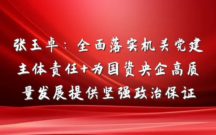 张玉卓：全面落实机关党建主体责任 为国资央企高质量发展提供坚强政治保证