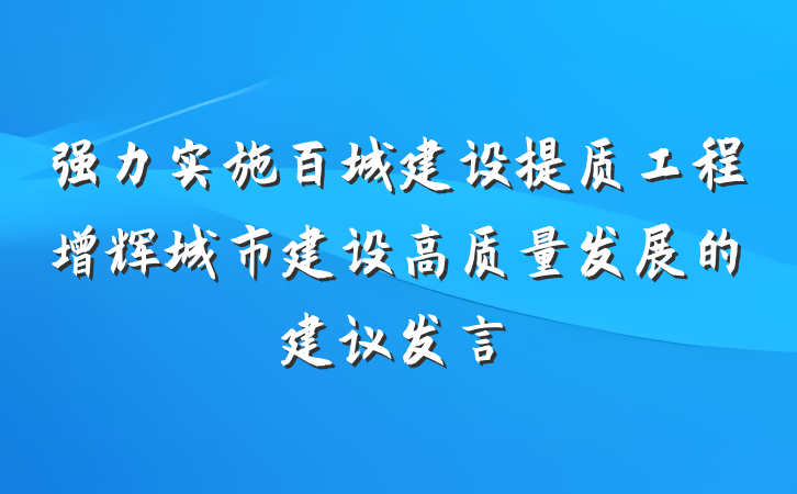 强力实施百城建设提质工程增辉城市建设高质量发展的建议发言
