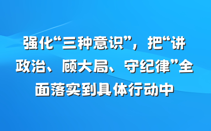 强化“三种意识”，把“讲政治、顾大局、守纪律”全面落实到具体行动中