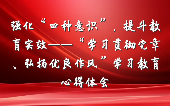 强化“四种意识”，提升教育实效——“学习贯彻党章、弘扬优良作风”学习教育心得体会