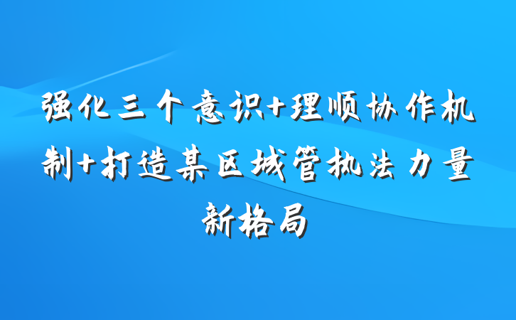 强化三个意识 理顺协作机制 打造某区城管执法力量新格局