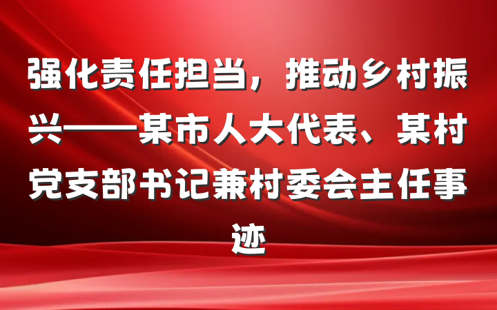 强化责任担当，推动乡村振兴——某市人大代表、某村党支部书记兼村委会主任事迹