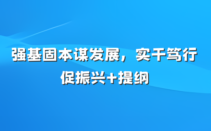 强基固本谋发展，实干笃行促振兴 提纲