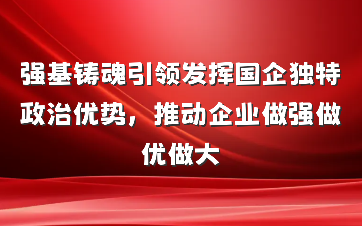 强基铸魂引领发挥国企独特政治优势，推动企业做强做优做大