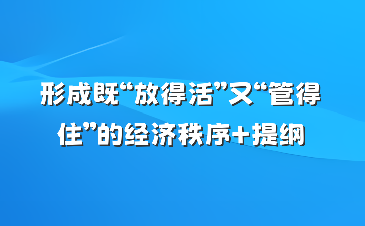 形成既“放得活”又“管得住”的经济秩序 提纲