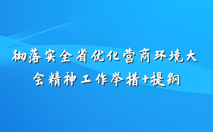 彻落实全省优化营商环境大会精神工作举措 提纲
