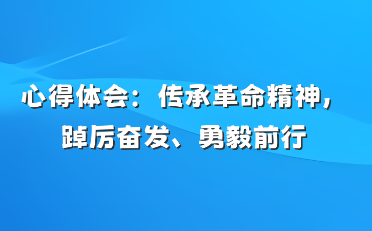 心得体会：传承革命精神，踔厉奋发、勇毅前行