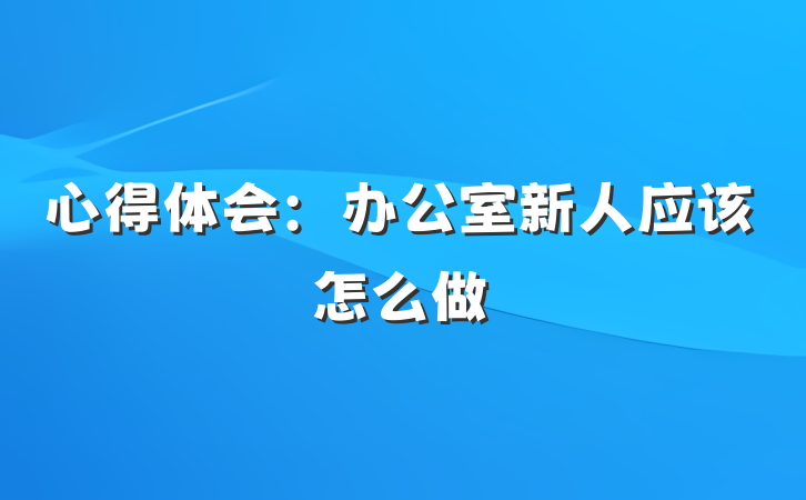 心得体会：办公室新人应该怎么做