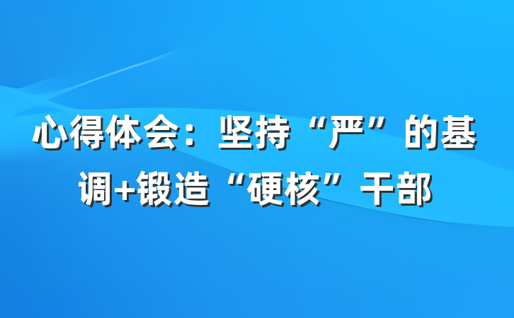 心得体会：坚持“严”的基调 锻造“硬核”干部