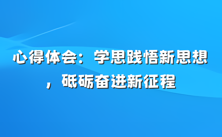 心得体会：学思践悟新思想，砥砺奋进新征程