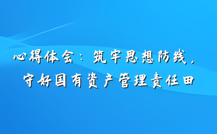心得体会：筑牢思想防线，守好国有资产管理责任田
