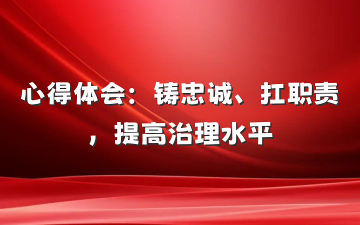 心得体会：铸忠诚、扛职责，提高治理水平