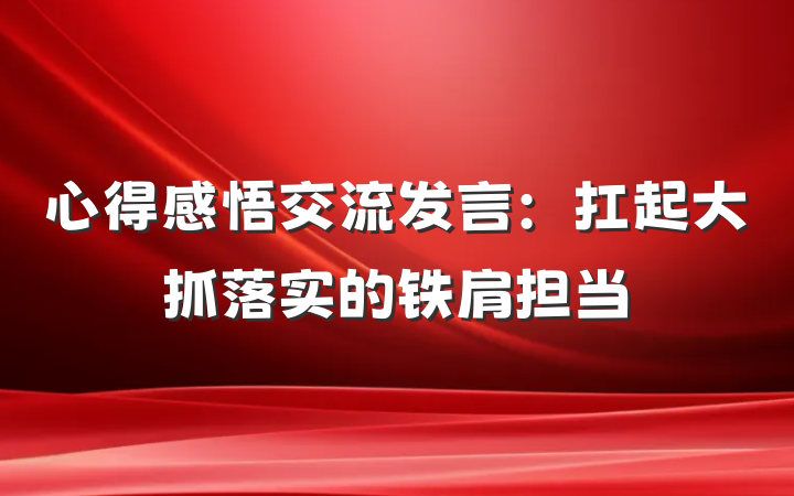 心得感悟交流发言：扛起大抓落实的铁肩担当