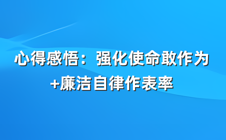 心得感悟：强化使命敢作为 廉洁自律作表率