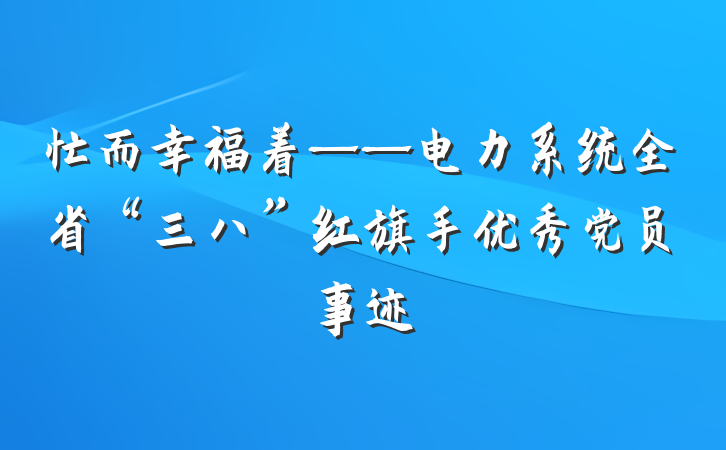 忙而幸福着——电力系统全省“三八”红旗手优秀党员事迹