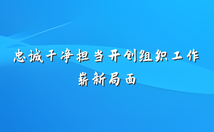 忠诚干净担当开创组织工作崭新局面