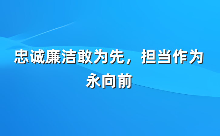 忠诚廉洁敢为先，担当作为永向前