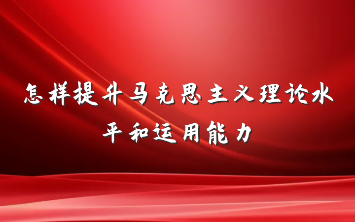 怎样提升马克思主义理论水平和运用能力