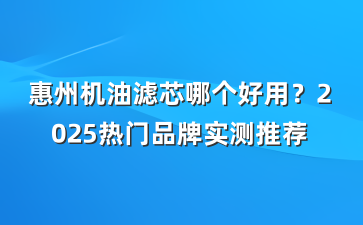 惠州机油滤芯哪个好用？2025热门品牌实测推荐