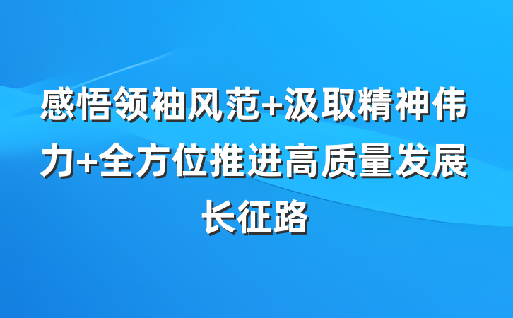 感悟领袖风范 汲取精神伟力 全方位推进高质量发展长征路