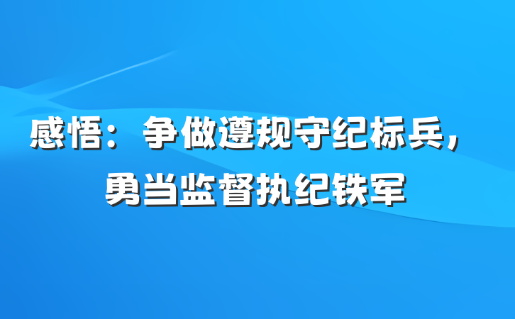 感悟：争做遵规守纪标兵，勇当监督执纪铁军