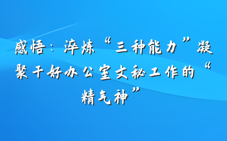 感悟：淬炼“三种能力”凝聚干好办公室文秘工作的“精气神”