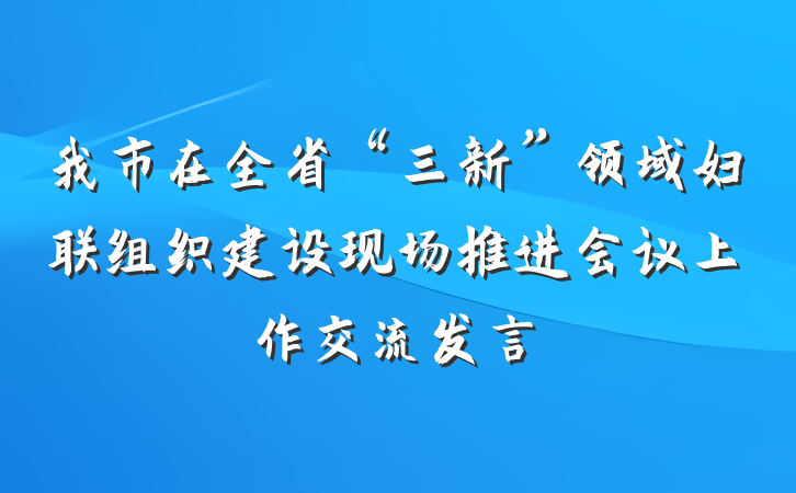 我市在全省“三新”领域妇联组织建设现场推进会议上作交流发言