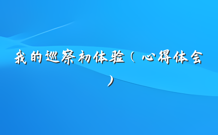 我的巡察初体验（心得体会）