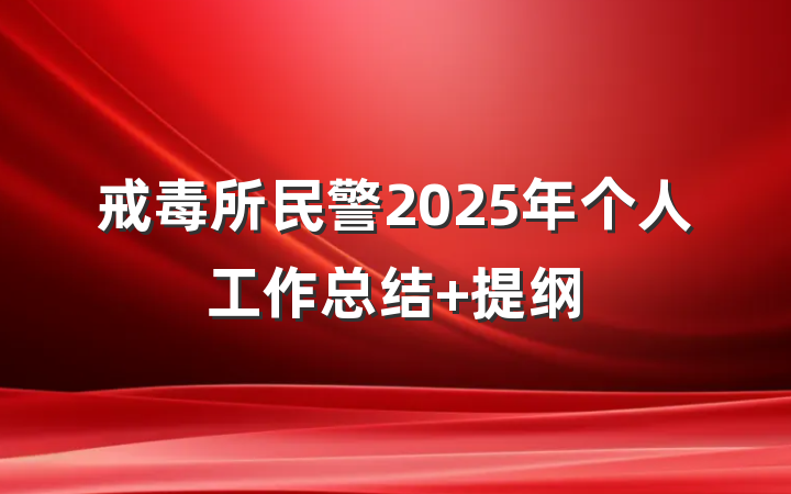戒毒所民警2025年个人工作总结 提纲